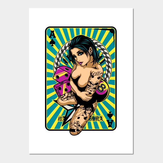 Tattooed Game Pin-Up Girl V1 - Tattooed Girl - Posters and Art Prints |  TeePublic